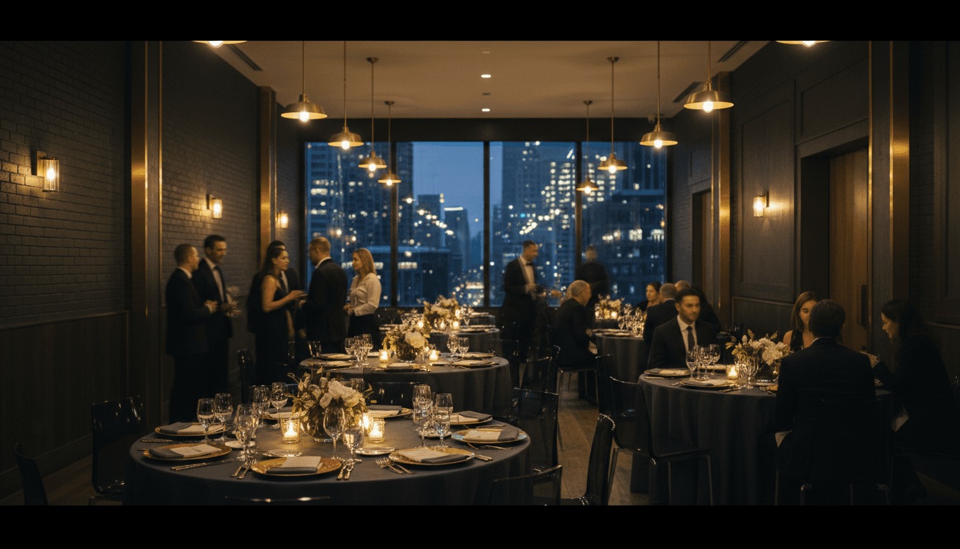 Candlelit dinner table set for an intimate private event in Reno