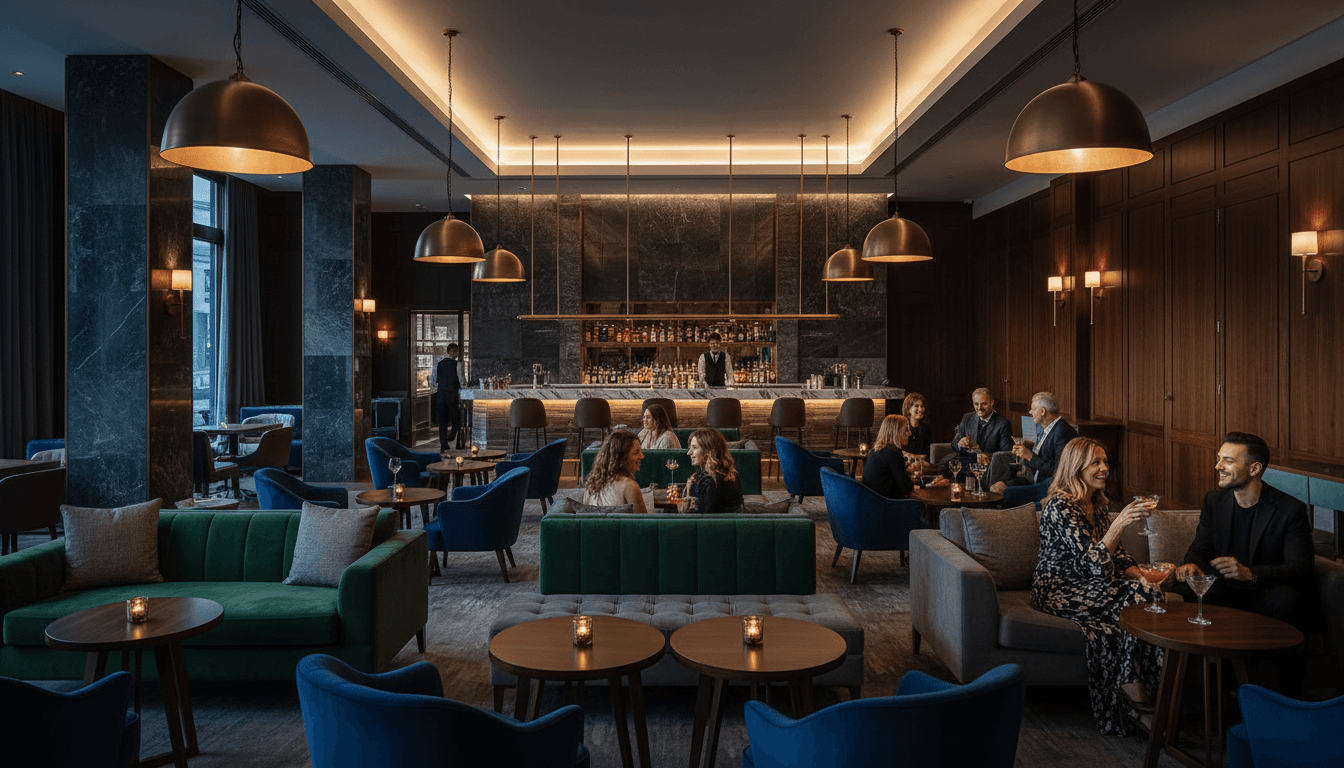 Upscale lounge with seating arranged for easy conversation