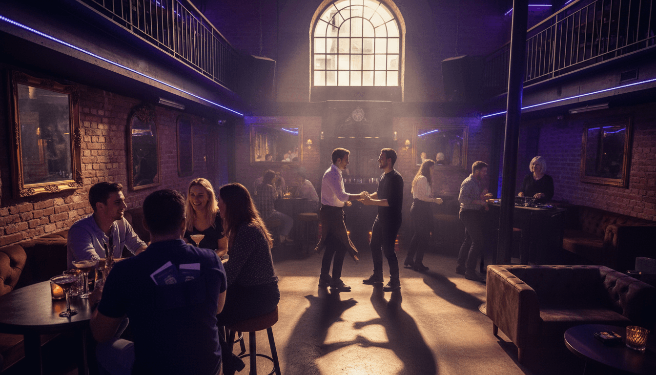 Crowd mingling at an upscale Reno nightlife event