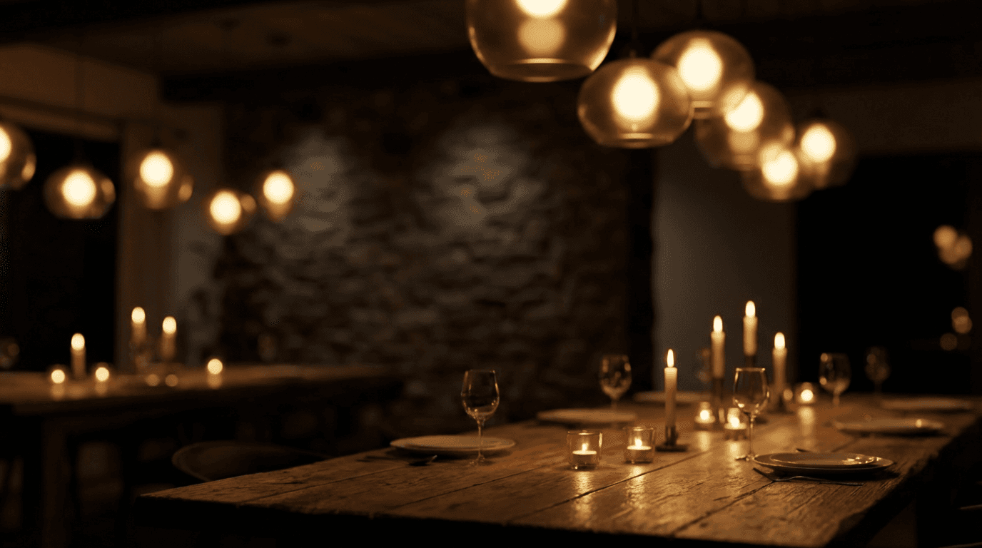 Intimate dinner table with warm lighting in an upscale Reno venue