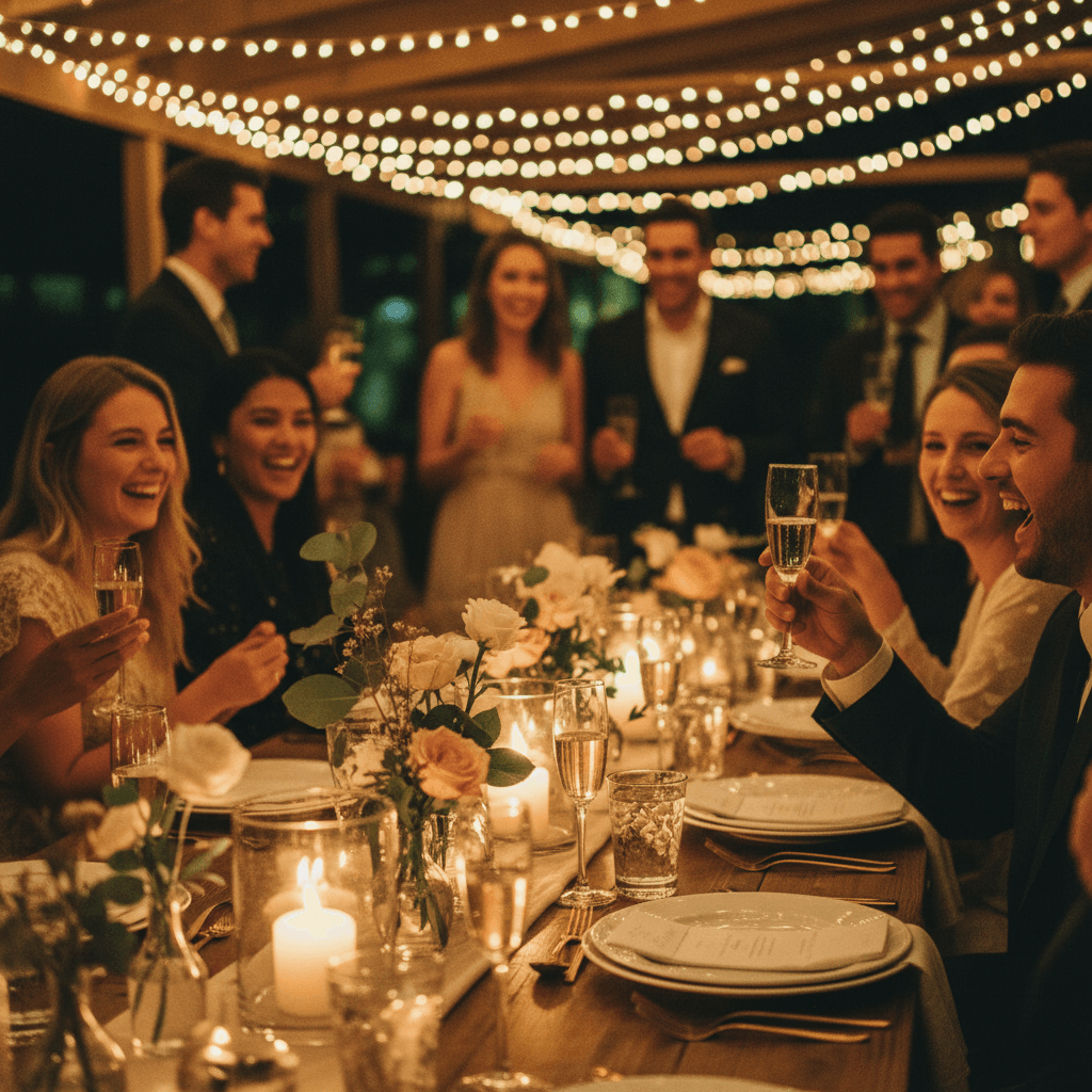 Guests laughing together at a private celebration in Reno